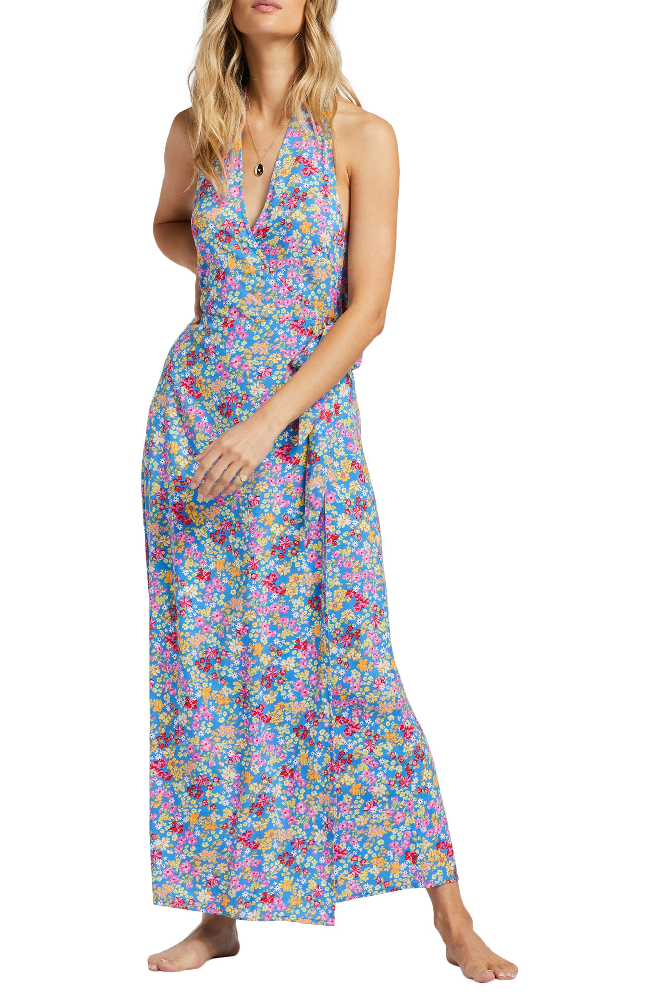 Billabong Let\'s Smart Wrap Dress Closet Halter Maxi Floral | Seaside in Hang