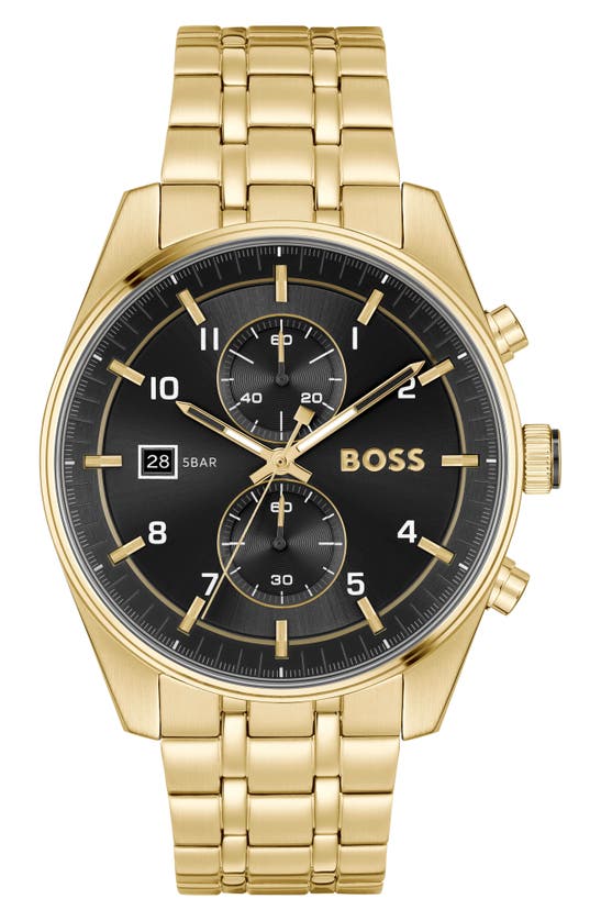 Shop Hugo Boss Boss Skytraveller Chronograph Bracelet Watch, 44mm In Black