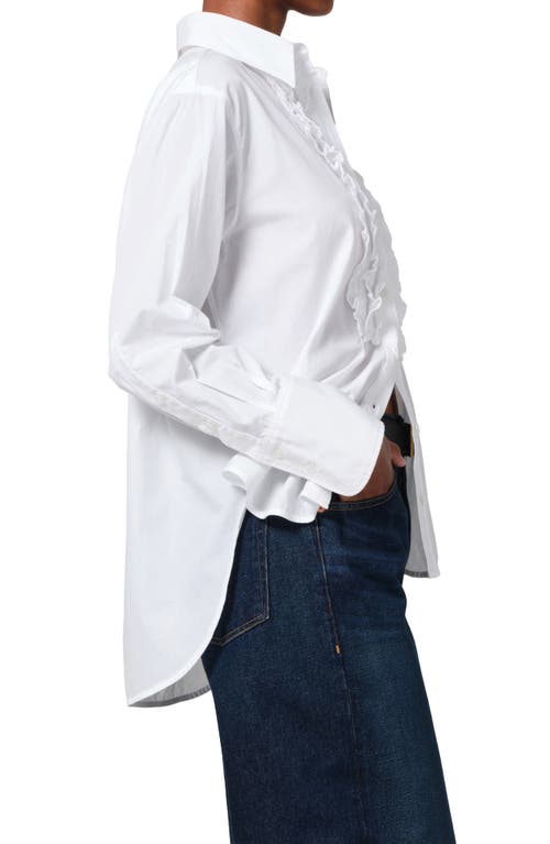 Shop Citizens Of Humanity Ruffle Relaxed Fit Cotton Button-up Shirt In White