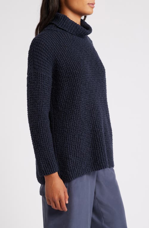 Shop Eileen Fisher Organic Cotton Turtleneck Sweater In Nocturne