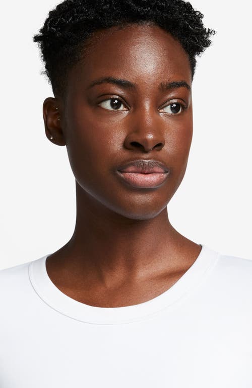Nike Phoenix Fleece Short Sleeve Crop Sweatshirt In White/black