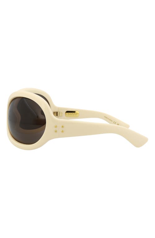 Gucci Novelty 77mm Oversize Shield Sunglasses In White White Brown