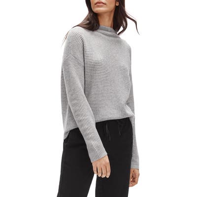 Eileen Fisher Funnel Neck Boxy Cashmere Sweater, Grey