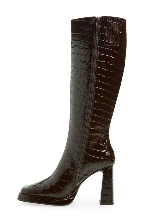 Shop Jeffrey Campbell Maximal Knee High Boot In Brown Croco