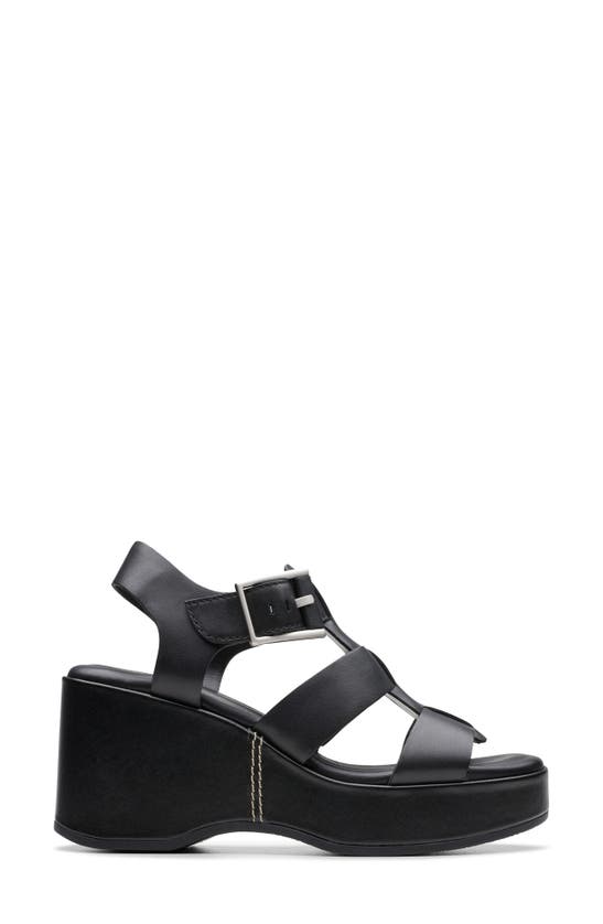 Shop Clarks (r) Manon Cove Wedge Sandal In Black Leather