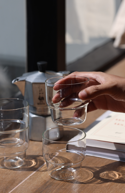 Fleck Stackable Glass Tumblers In Clear