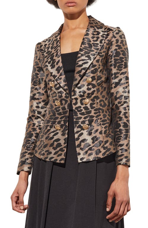 Shop Ming Wang Leopard Print Jacket In Java/lmst/black