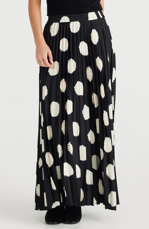 Shop Brave + True Brave+true Alias Polka Dot Pleated Skirt In Black W Ivory Spot