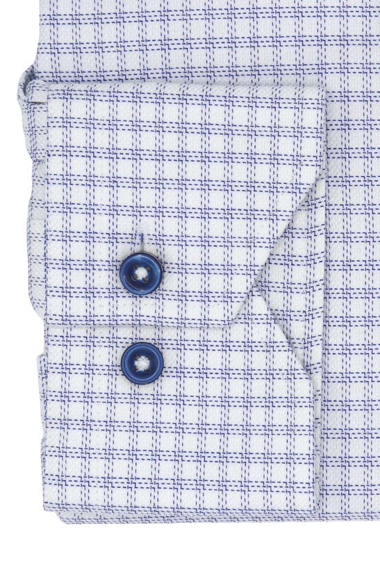 Shop Lorenzo Uomo Trim Fit Textured Windowpane Pattern Dress Shirt In White/ Blue