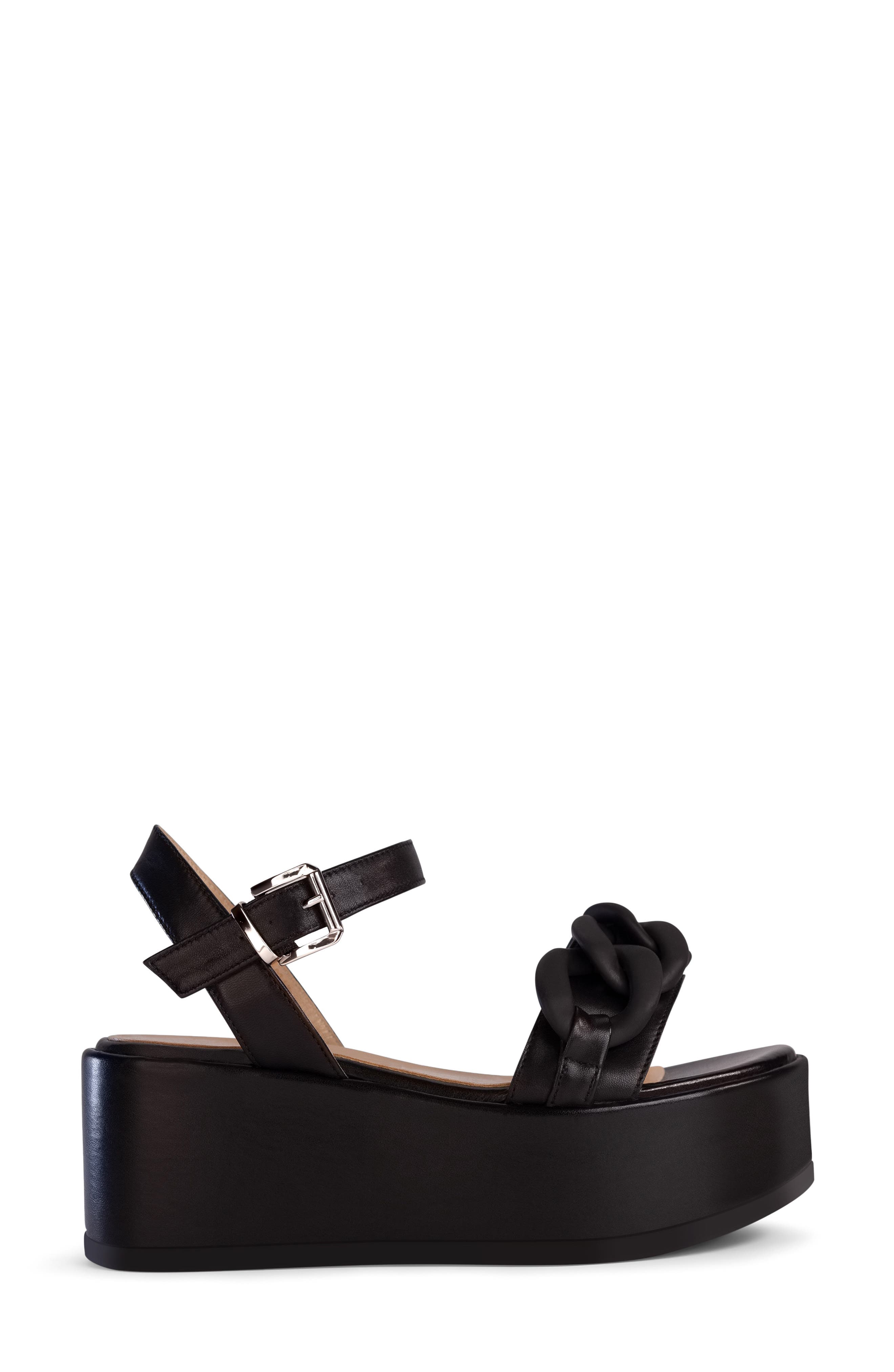 black platform tie sandals