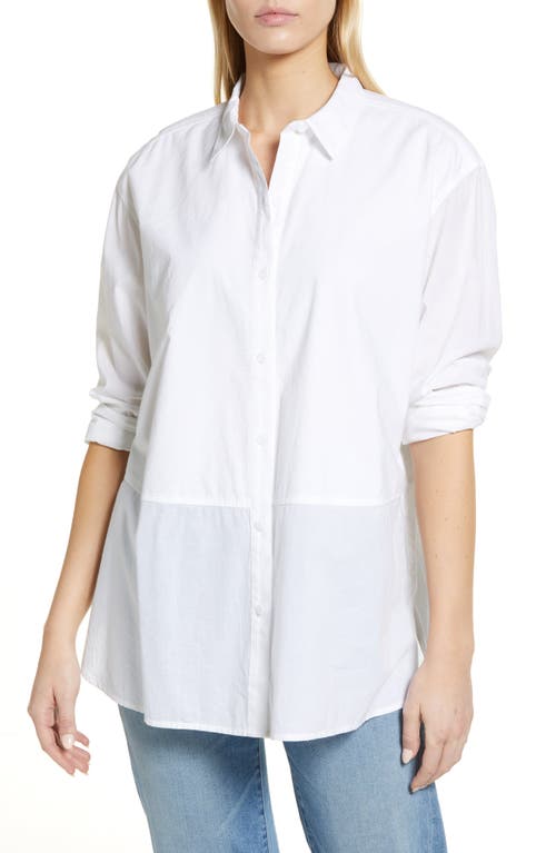 caslon(r) Cotton Button-Up Tunic Blouse in White