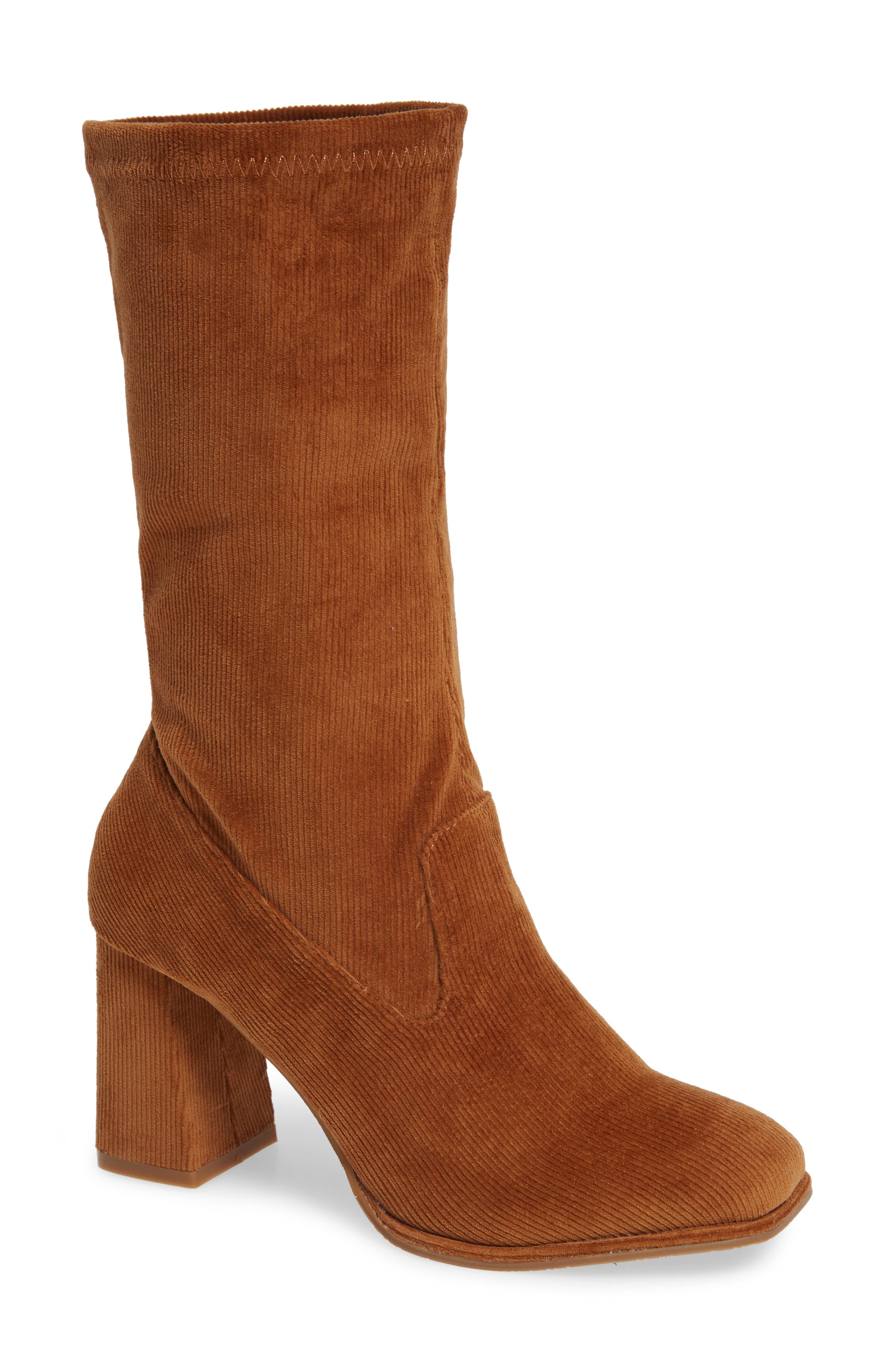 Sbicca Jenice Stretch Corduroy Bootie- Brown