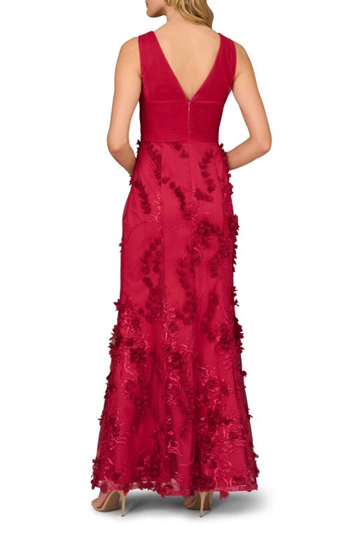 Shop Aidan Mattox By Adrianna Papell Embroidered Mesh Trumpet Gown In Faded Azalea