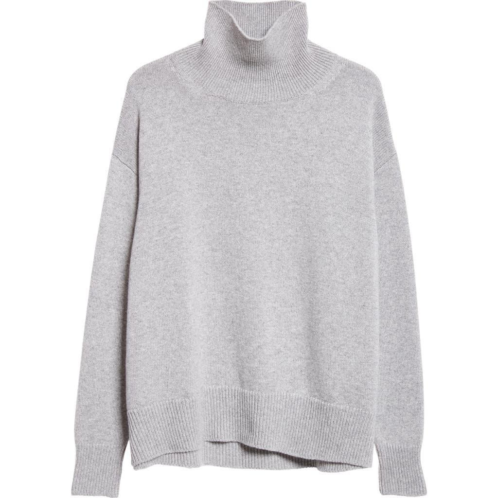 Johnstons Of Elgin Oversize Cashmere Turtleneck Sweater In Light Grey