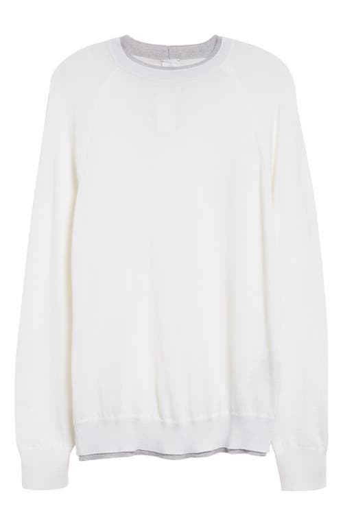 Shop Eleventy Raglan Sleeve Virgin Wool Sweater In Ivory Light Gray