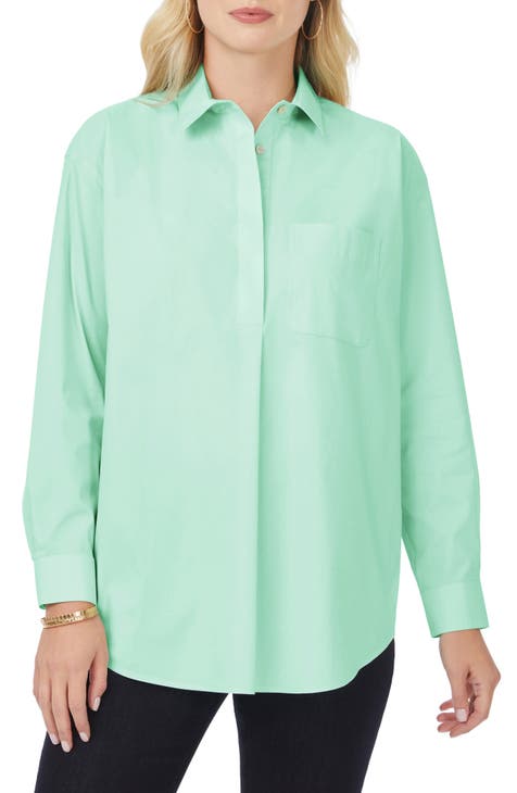 Michael Kors Collection Women's Hansen Light Blue Button Down Shirt | 14 by Mitchell Stores