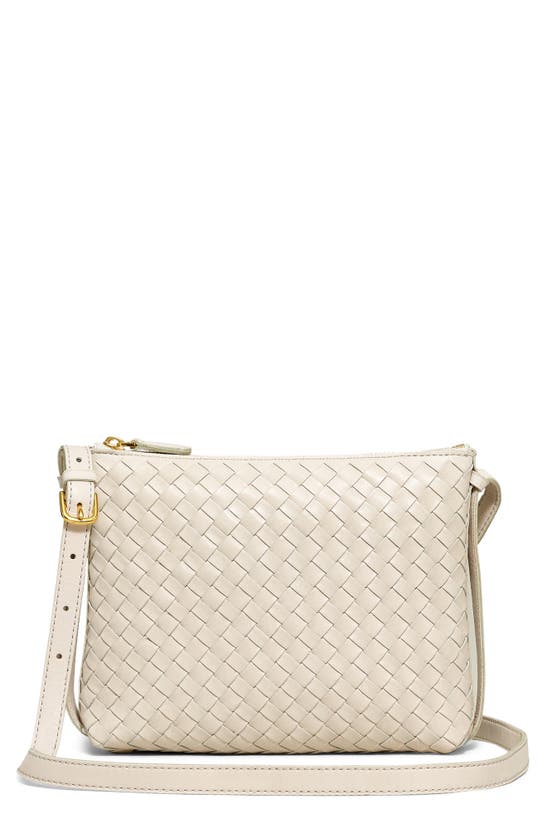 Madewell Woven Leather Crossbody Bag In Pale Oyster