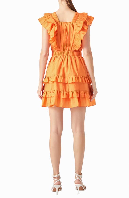 Shop Endless Rose Ruffle Trim Minidress In Orange