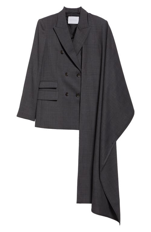 Shop Maria Mcmanus Cloak Double Breasted Stretch Wool Blazer In Charcoal Glen Plaid