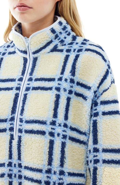 Shop Bdg Urban Outfitters Check Print Fleece Quarter Zip In Ecru Blue