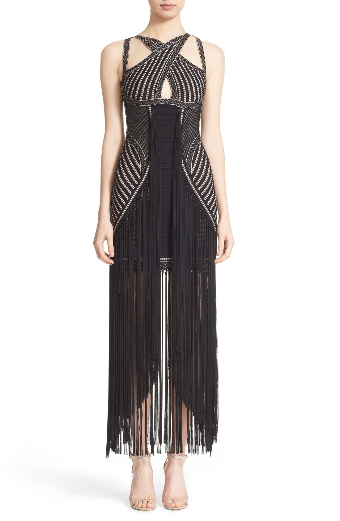 Herve Leger Fringe Bandage Gown Nordstrom