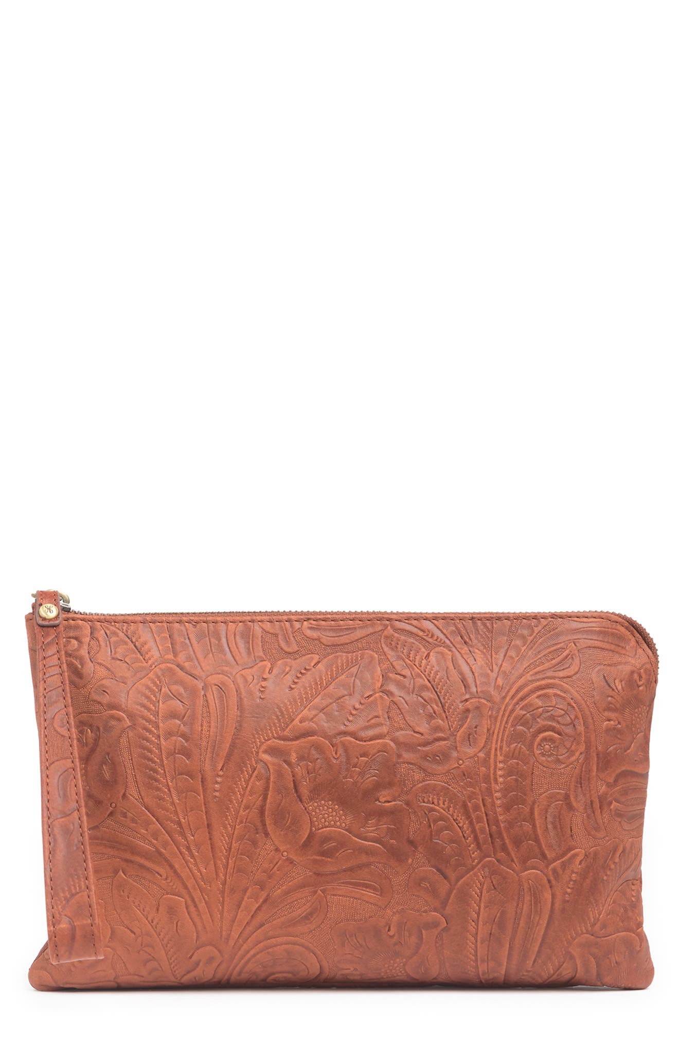 Hobo Wayfare Leather Clutch In Embossed Floral
