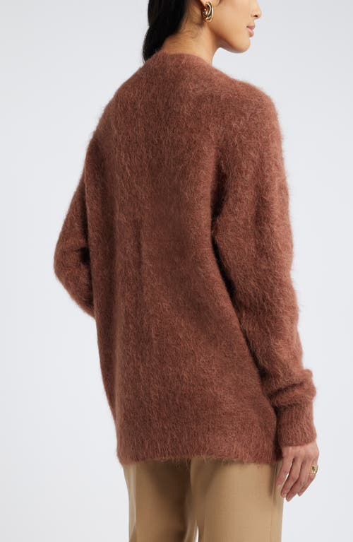 Shop Nordstrom Fuzzy Textured Alpaca Blend Cardigan In Brown Brunette