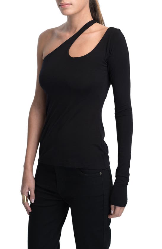 Marcella Cutout One-shoulder Top In Black