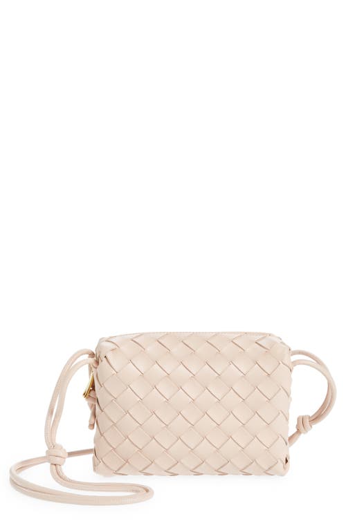 Shop Bottega Veneta Small Intrecciato Leather Crossbody Bag In Lotus/gold