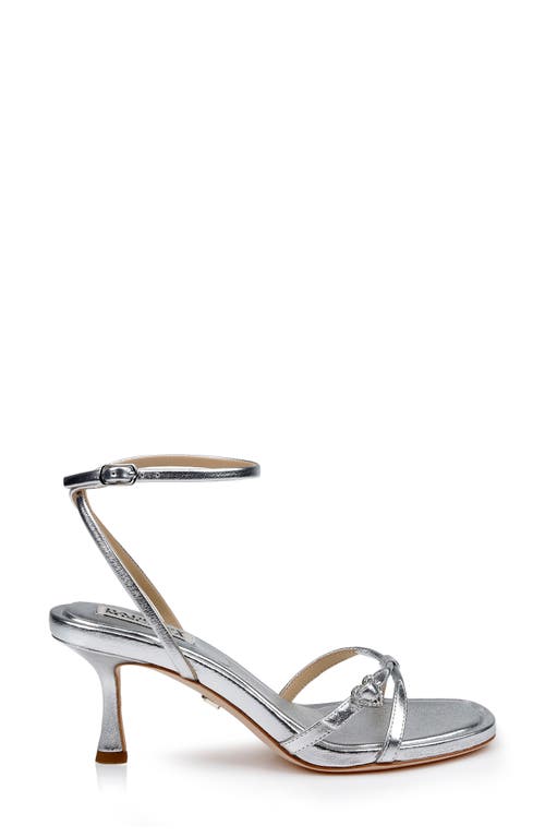 Shop Badgley Mischka Collection Brynna Ankle Strap Sandal In Silver Leather