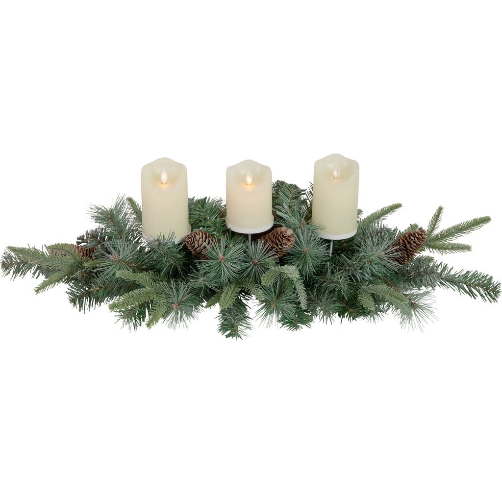 Northlight 32" Artificial Mixed Pine And Pine Cones Christmas Candle Holder Centerpiece In Green