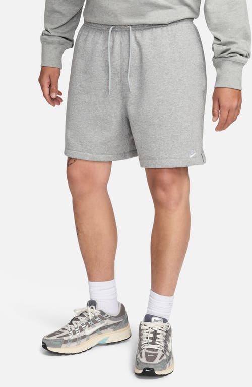 Shop Nike Club French Terry Flow Shorts In Dark Grey Heather/smoke Grey