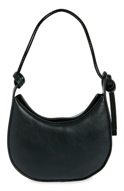Mini Rosetta Leather Shoulder Bag in Black Leather