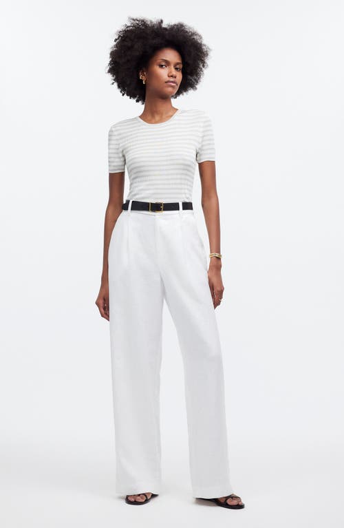 Shop Madewell Stripe Microrib Sweater T-shirt In Monument