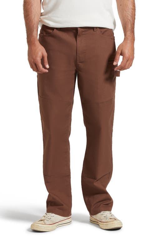 Shop Brixton Builders Flat Front Carpenter Pants In Pinecone Brown