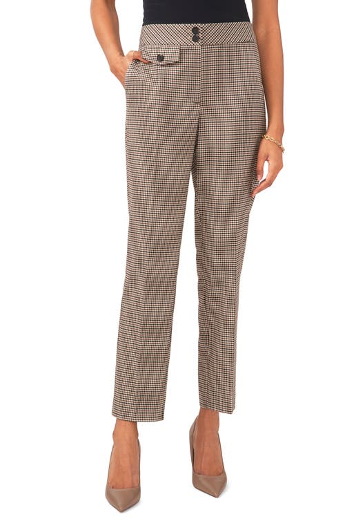 Vince Camuto Check Straight Leg Trousers in Rich Chocolate