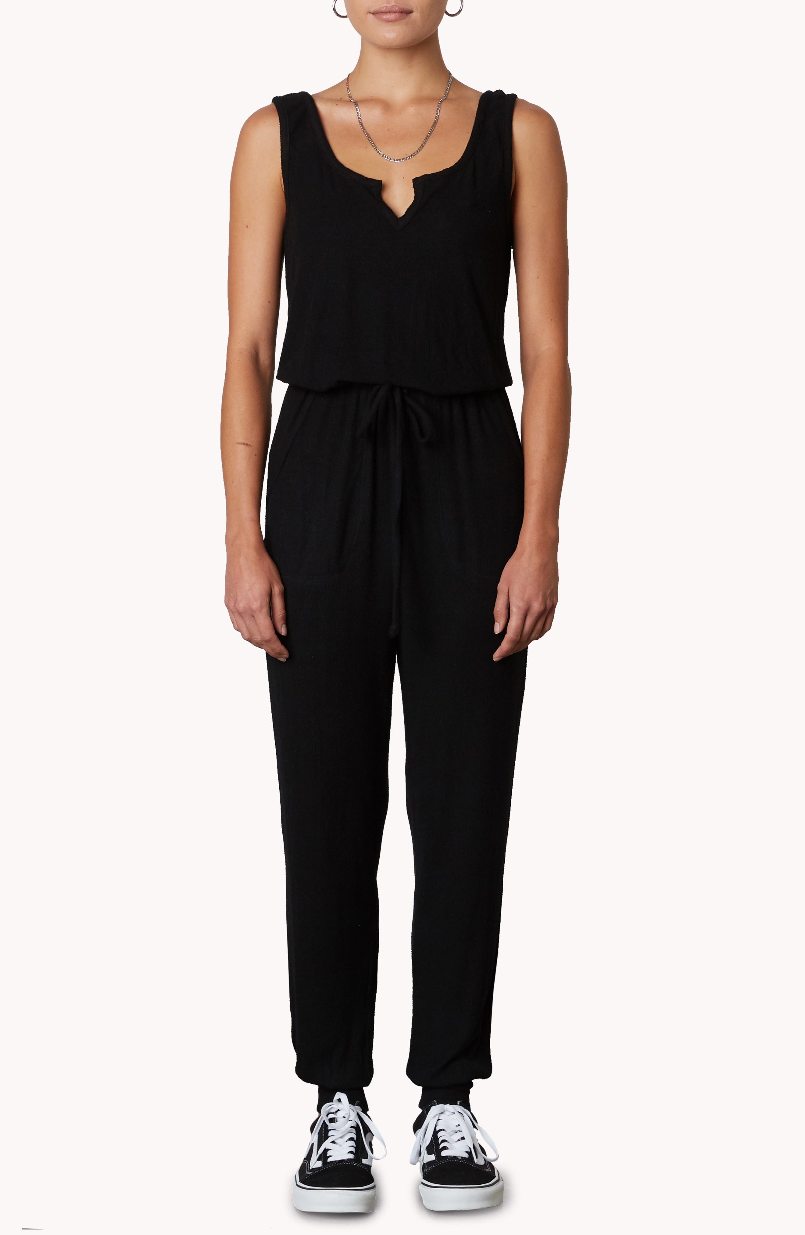 Nia Ribbed Hacci Jumpsuit, Size X-Small in Black at Nordstrom