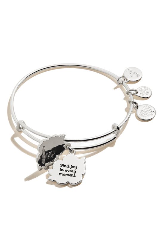 Alex And Ani Buttercup Sentimental Charm Slider Bangle In Shiny Silver