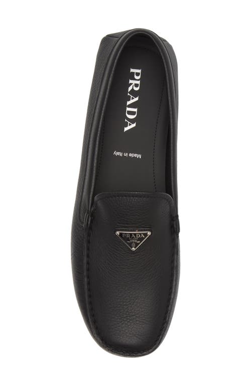 Shop Prada Triangle Logo Driving Loafer In Nero