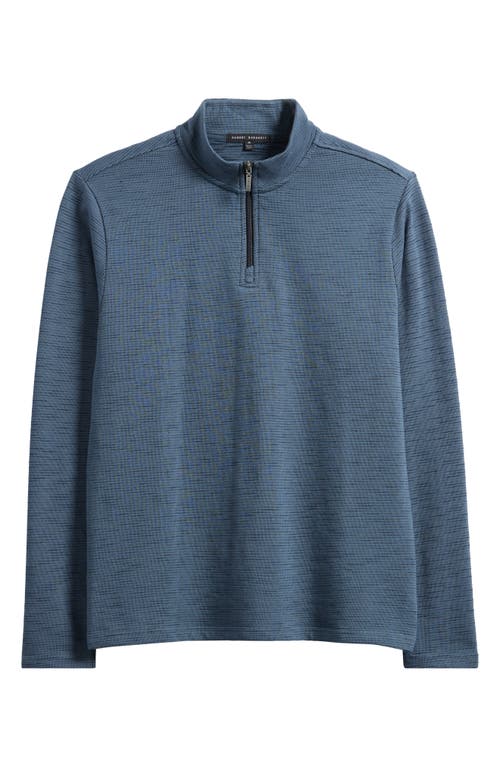 Robert Barakett Slitstone Broken Stripe Half Zip Pullover In Teal