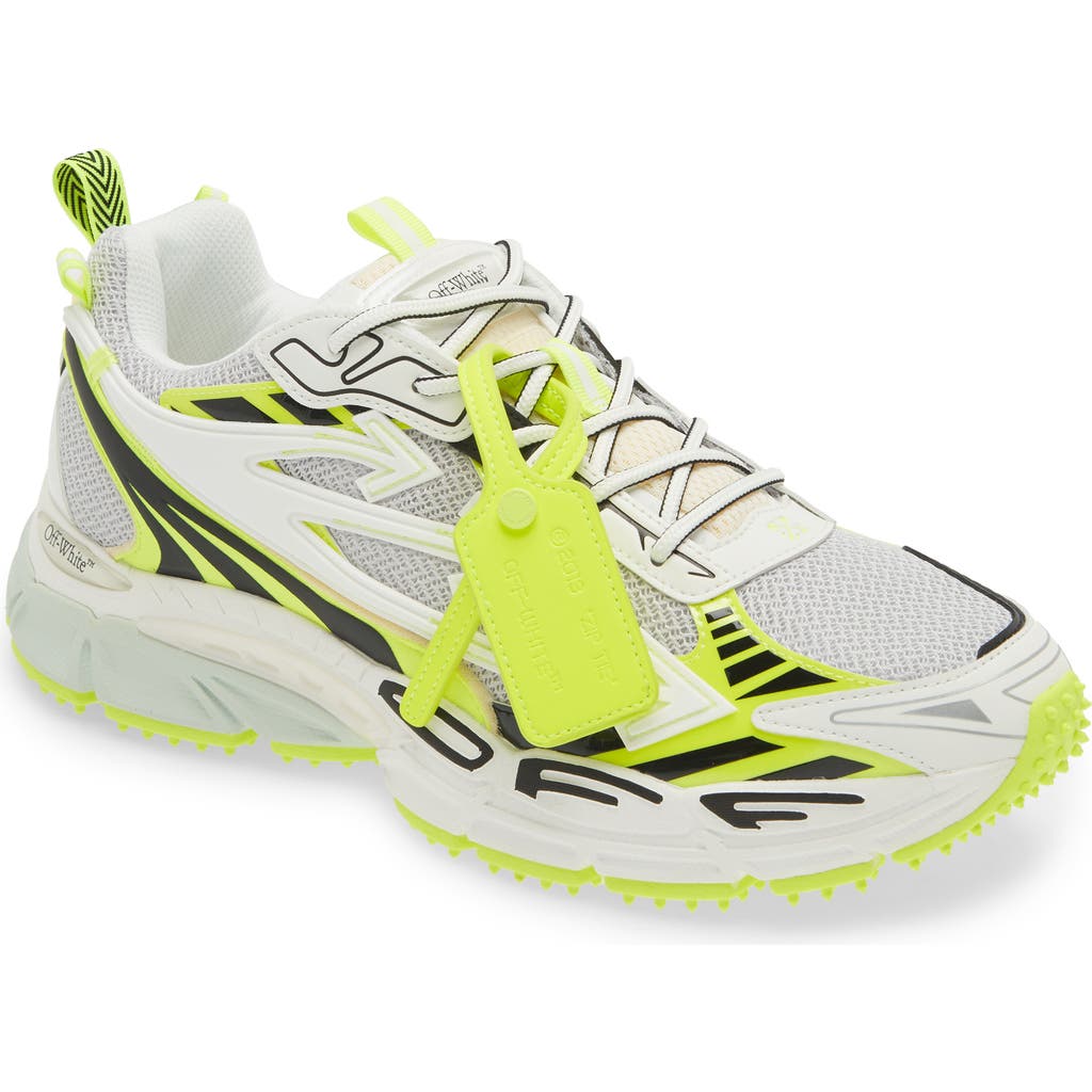 Off-white Mens Yellow Be Right Back Mesh And Faux-leather Low-top Trainers In White - Yellow Fluo