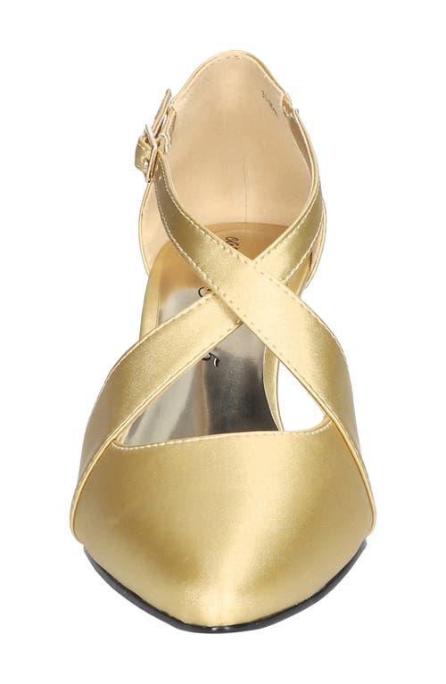 Easy Street Women's Elegance Cross Strap Front Pumps In Gold Satin