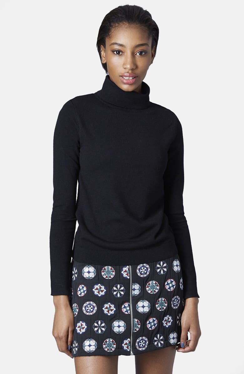 TOPSHOP Funnel Neck Pullover, Main, color, Black