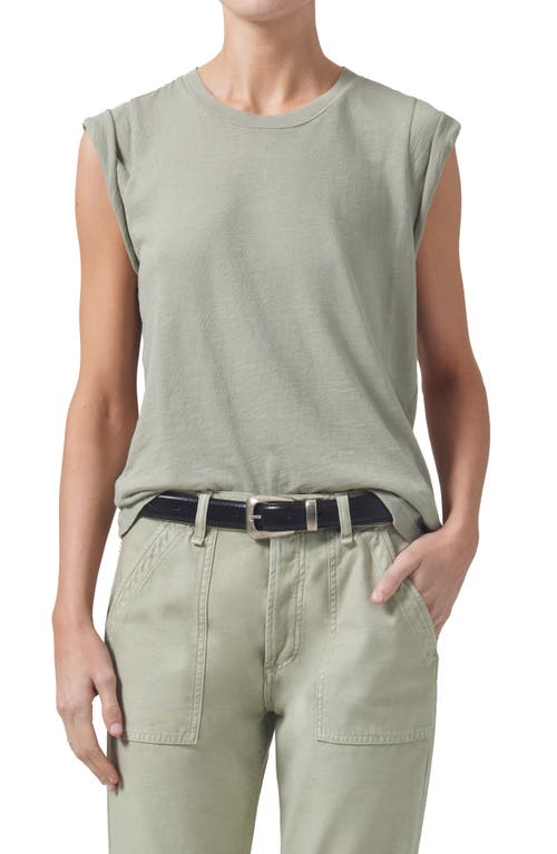 Shop Citizens Of Humanity Kelsey Roll Sleeve T-shirt In Spring Moss