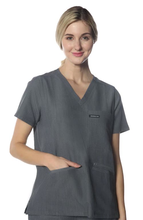 Members Only Palermo 4-pocket Scrub Top In Graphite