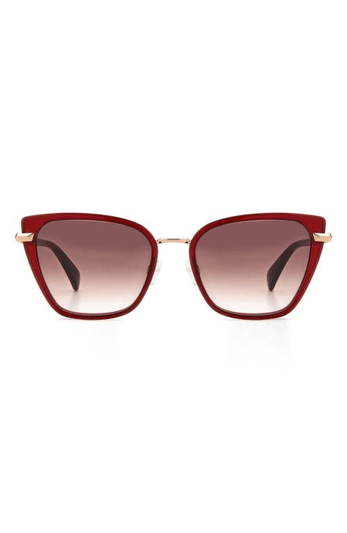 56mm Gradient Cat Eye Sunglasses in Burgundy/Burgundy Shaded