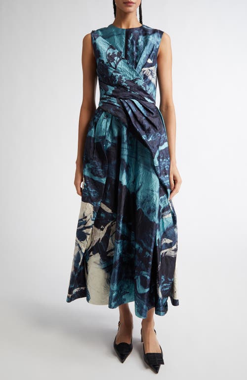 Erdem Womens Amneris Paint Eggshell Floral-pattern Draped Satin Midi Dress In Amneris Paint Eggshell