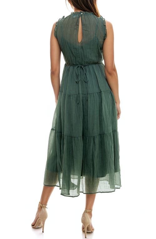 Shop Socialite Crinkle Tiered Sleeveless Midi Dress In Sage