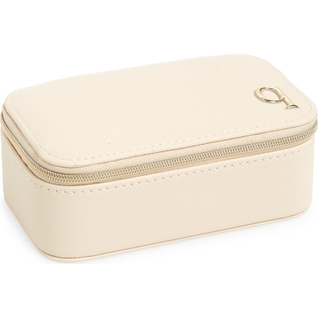 Nordstrom Initial Rectangular Jewelry Box In Q- Cream- Gold