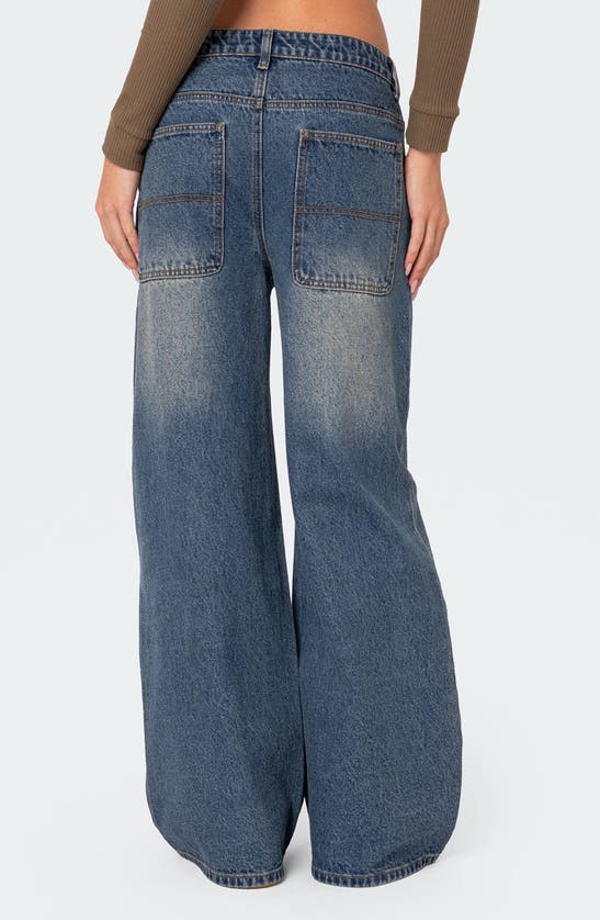 Shop Edikted Baggy Wide Leg Jeans In Blue